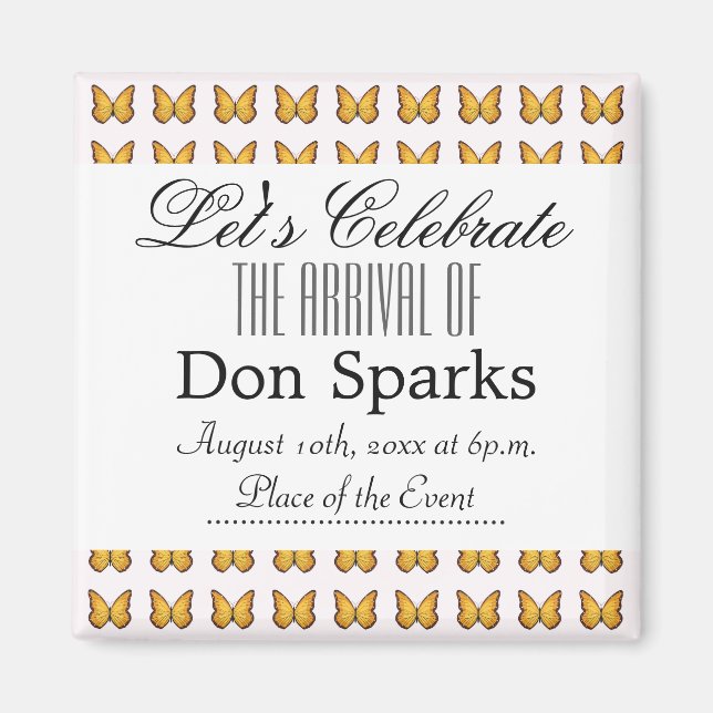 Butterfly Baby Shower Magnet (Front)