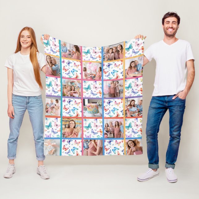 Butterfly Baby Shower Patchwork Photo Blanket (In Situ)