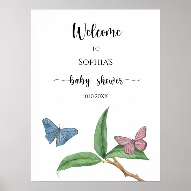 Butterfly baby shower poster (Front)