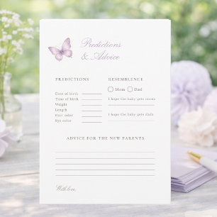 Butterfly Baby Shower Predictions & Advice Card