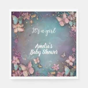 Butterfly Baby Shower Purple Napkin