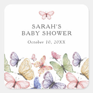 Butterfly Baby Shower Square Sticker