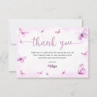 Butterfly Baby Shower Thank You Card