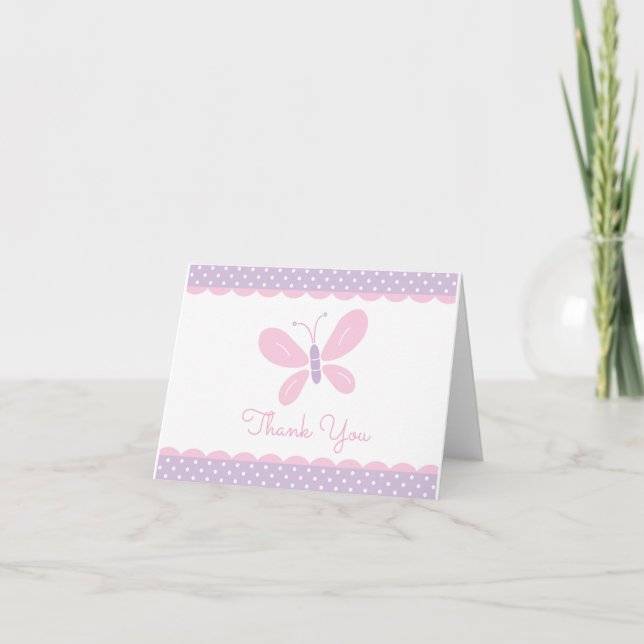 Butterfly Baby Shower Thank You purple pink (Front)