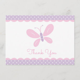 Butterfly Baby Shower Thank You purple pink Card