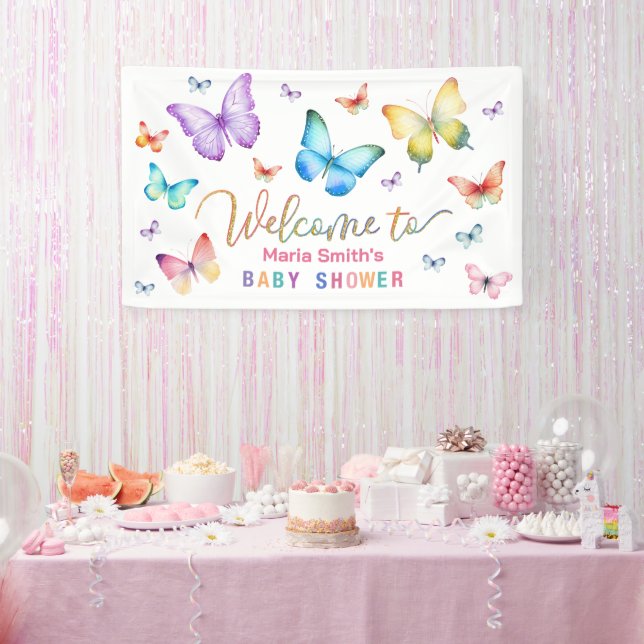 Butterfly Baby Shower Welcome Banner (Party)
