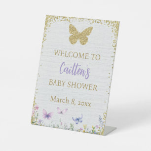 Butterfly Baby Shower Welcome Pedestal Sign