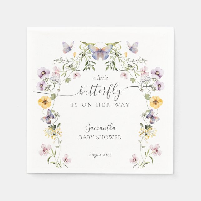 Butterfly Baby Shower Wildflower  Napkin (Front)