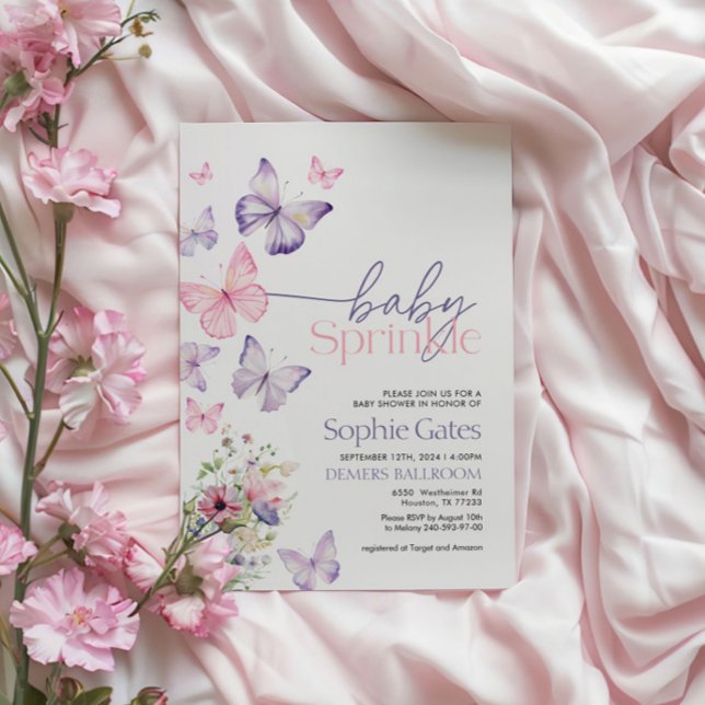 Butterfly Baby Sprinkle Girl Invitation (Creator Uploaded)
