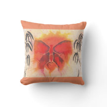 Butterfly & Bamboo Throw Pillow