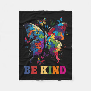 Butterfly Be Kind Autism Awareness Month Gifts Men Fleece Blanket