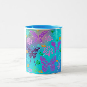 Butterfly Beautiful Aloha Hawaiian Blossom Wedding Two-Tone Coffee Mug