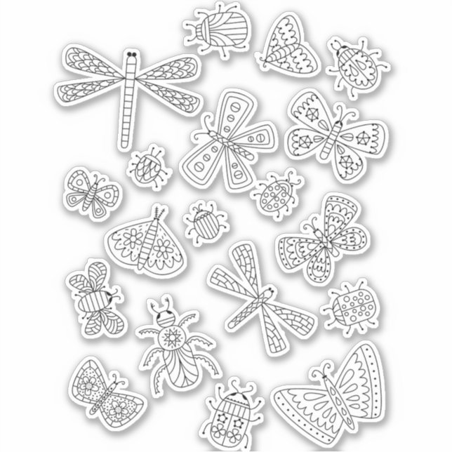 Butterfly Bee Bug and Beetle Insect Sticker (Front)