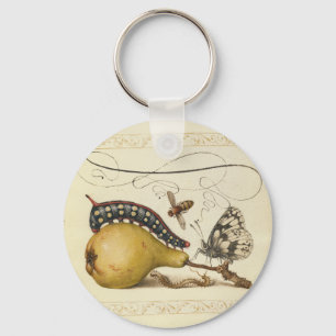 Butterfly Bee Fruit Insect Illustration Keychain