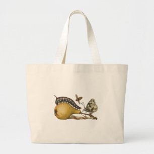 Butterfly Bee Fruit Insect Illustration Large Tote Bag