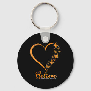 Butterfly Believe Leukaemia Awareness Orange Ribbo Keychain