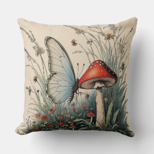 Butterfly Beneath the Bloom Throw Pillow