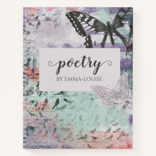 Butterfly Birds Abstract Personalized Poetry Notebook