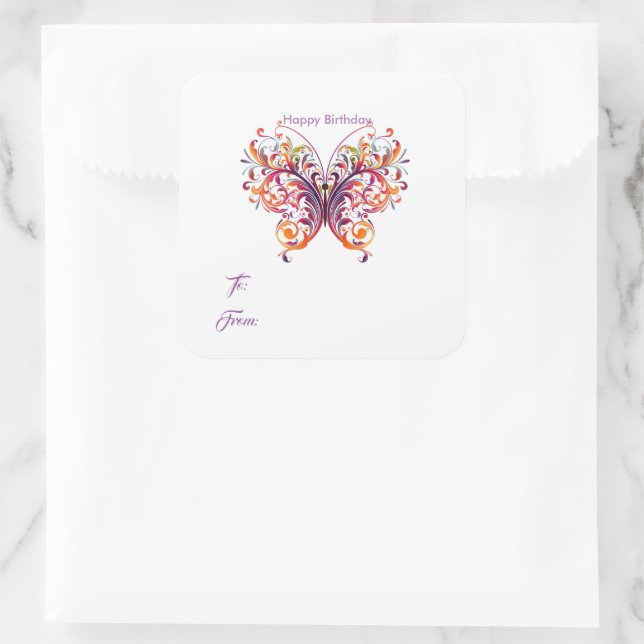 Butterfly Birthday Gift Tag Stickers (Bag)