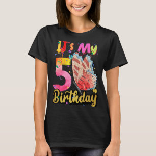 BUTTERFLY Birthday Girl Princess 5th Birthday BUTT T-Shirt
