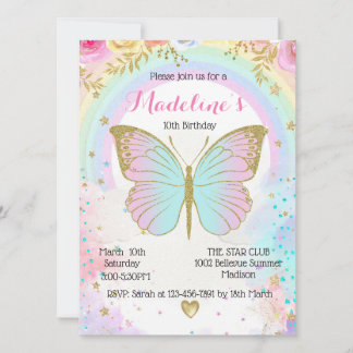 Butterfly Birthday invitation 