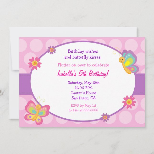 Butterfly Birthday Invitation (Front)