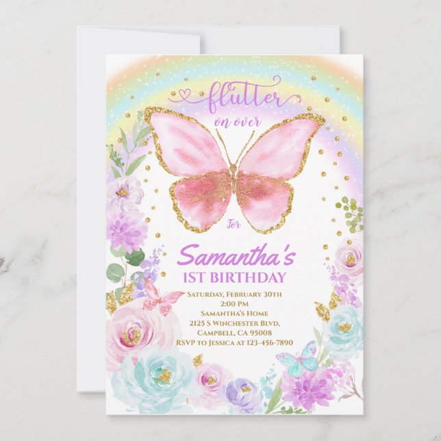 Butterfly Birthday Invitation (Front)