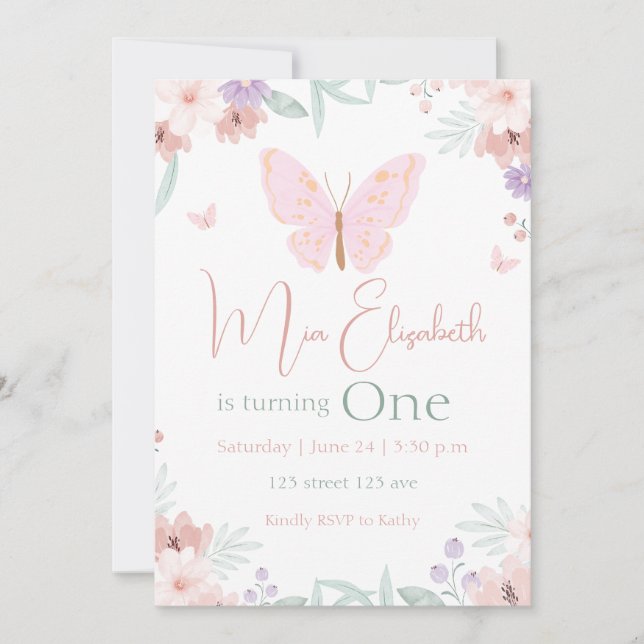 Butterfly Birthday Invitation (Front)