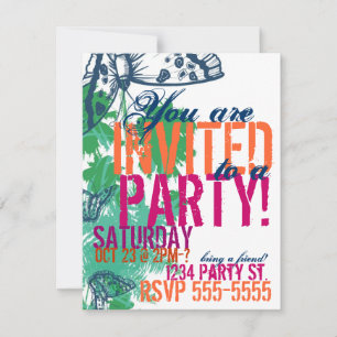Butterfly Birthday Invitation Announcement Postcar