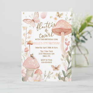 Butterfly birthday invitation Fairy pink birthday
