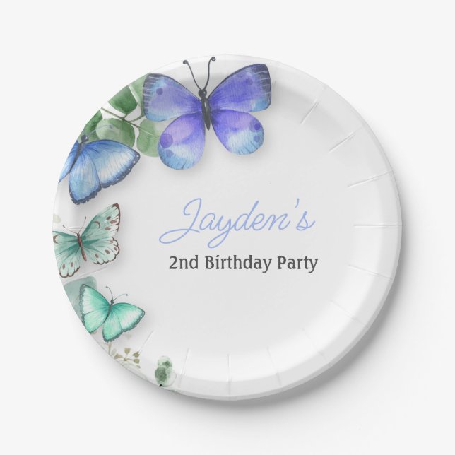 Butterfly Birthday invite, Butterfly Birthday, Paper Plate (Front)