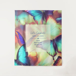 Butterfly Birthday Party Backdrop Tapestry