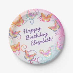 Butterfly Birthday Party Kids Colourful  Paper Plate
