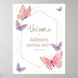 Butterfly Birthday Welcome Sign