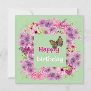 Butterfly Birthday Wishes – Elegant Floral  Card
