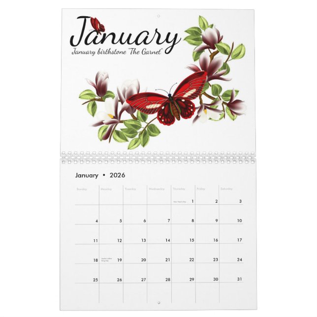 Butterfly Birthstone Calendar 2014 (Jan 2026)