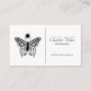 Butterfly Black And White Counsellor Business Card
