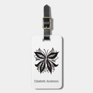 Butterfly Black And White Tribal Tattoo Luggage Tag