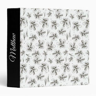 Butterfly Black Doodle School 3 Ring Binder