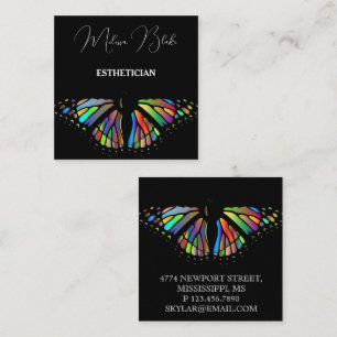 Butterfly black elegant square business card