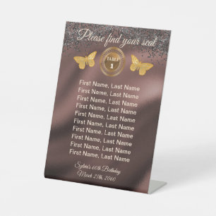 Butterfly & Black Glitter, Foil Table Number Sign