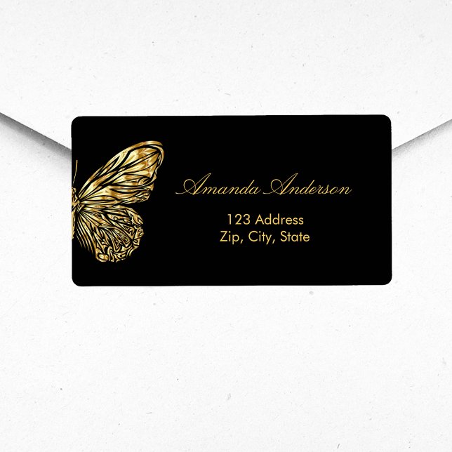 Butterfly black gold return address shipping (Creator Uploaded)