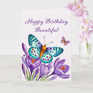 Butterfly Bliss Among Flowers Card