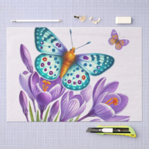 Butterfly Bliss Among Flowers Tissue Paper