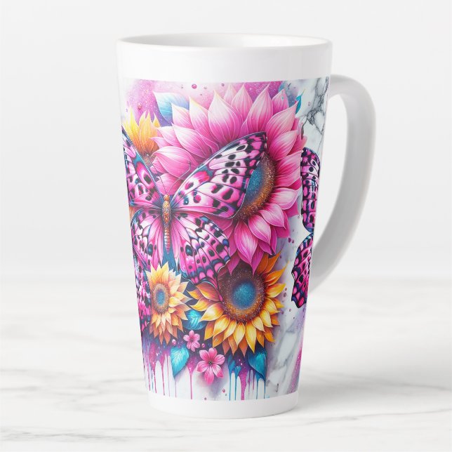 Butterfly Bliss in Bloom Latte Mug (Right Angle)