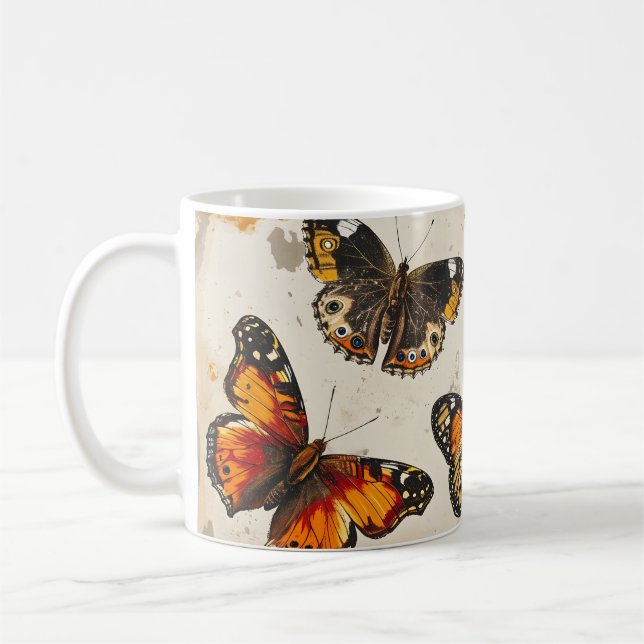 Butterfly Bliss: Vintage Coffee Mug (Left)