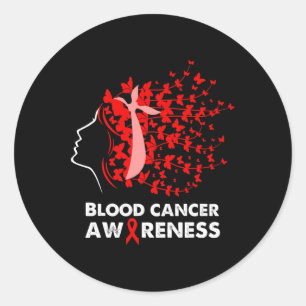Butterfly Blood Cancer Women Girl Blood Cancer Awa Classic Round Sticker