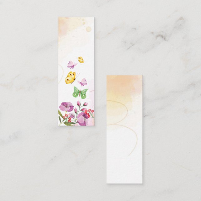 Butterfly Bloom Spring Mini Bookmark Calling Card (Front/Back)