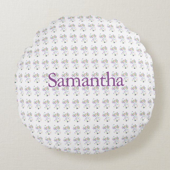 Butterfly Blooms Round Pillow (Front)