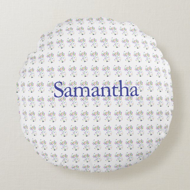 Butterfly Blooms Round Pillow (Front)
